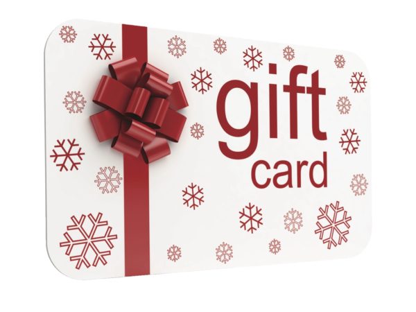 Gift Card with Snowflakes and a Red Bow