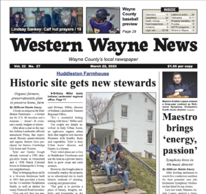 A screenshot of the top of the front page of the March 22, 2023 Western Wayne News newspaper