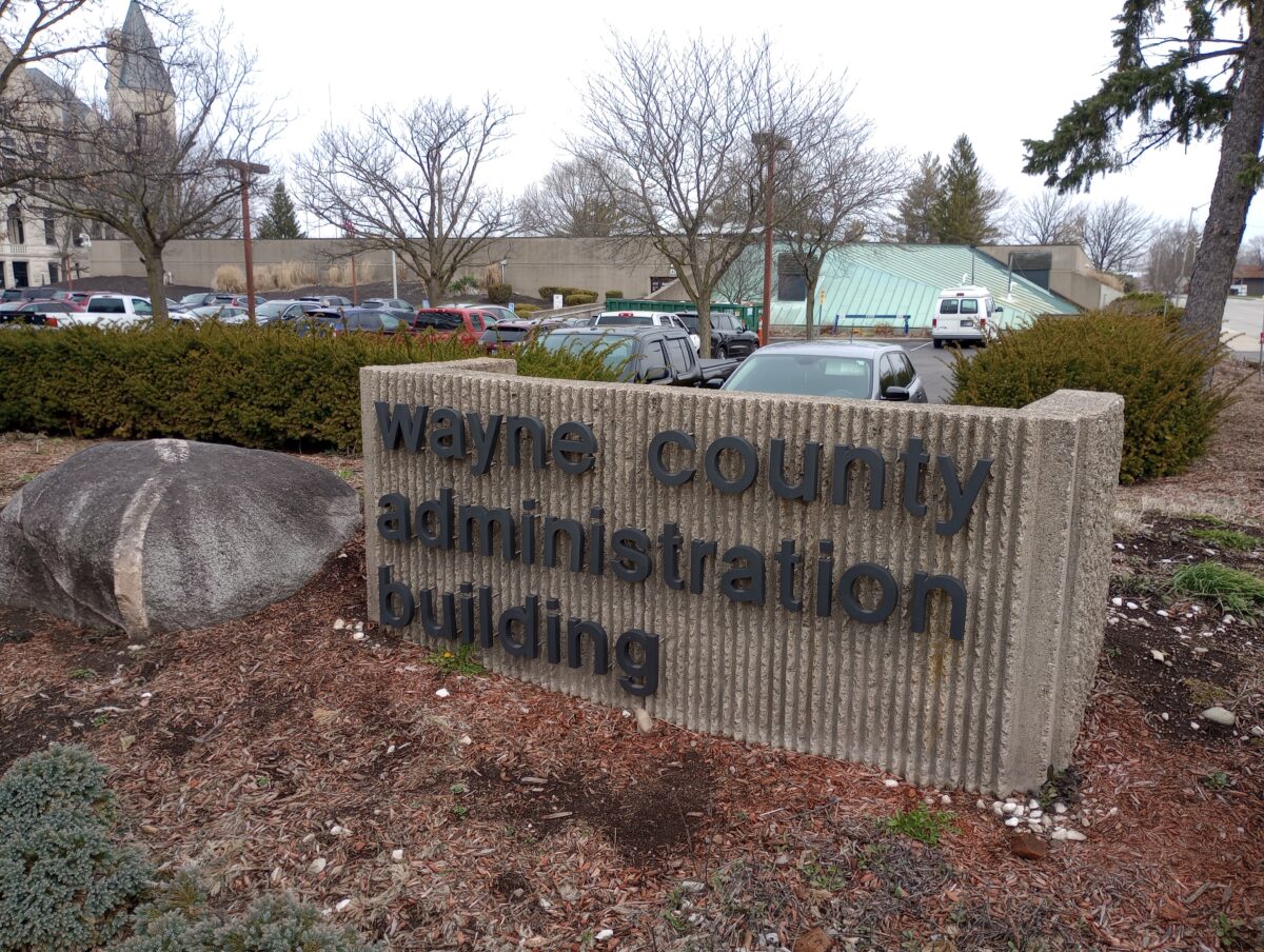 The sign in front of the Wayne County, Indiana Administration Building