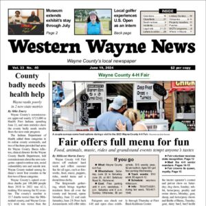 The top half of the front page of the latest issue of the Western Wayne News