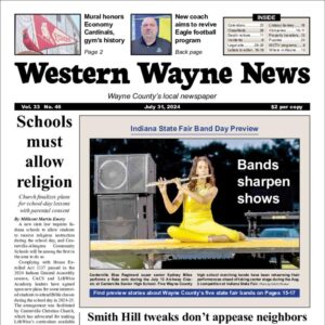 The top half of the front page of the latest issue of the Western Wayne News