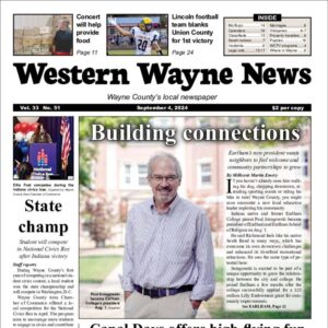 The top half of the front page of the latest issue of the Western Wayne News