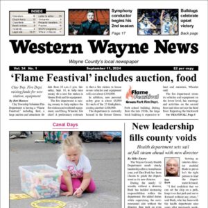 The top half of the front page of the latest issue of the Western Wayne News