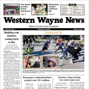 The top half of the front page of the latest issue of the Western Wayne News