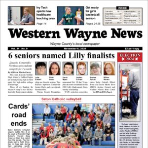 The top half of the front page of the latest issue of the Western Wayne News