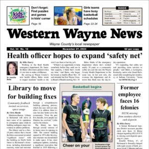 The top half of the front page of the latest issue of the Western Wayne News