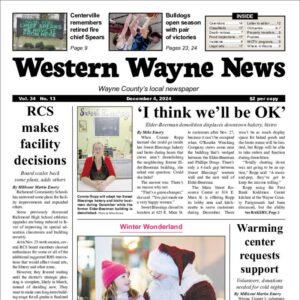 The top half of the front page of the latest issue of the Western Wayne News