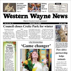 The top half of the front page of the latest issue of the Western Wayne News