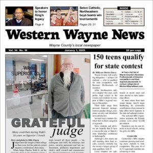 The top half of the front page of the latest issue of the Western Wayne News