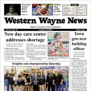 The top half of the front page of the latest issue of the Western Wayne News