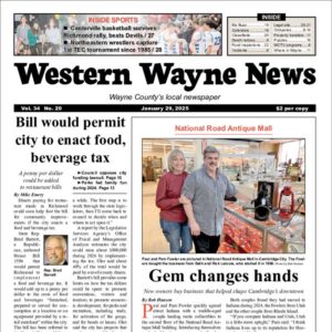 The top half of the front page of the latest issue of the Western Wayne News