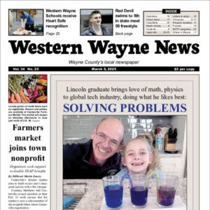 The top half of the front page of the latest issue of the Western Wayne News