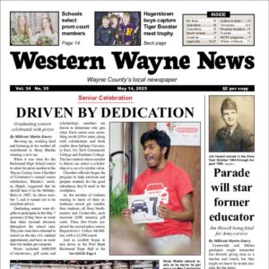 The top half of the front page of the latest issue of the Western Wayne News