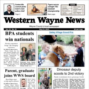 The top half of the front page of the latest issue of the Western Wayne News