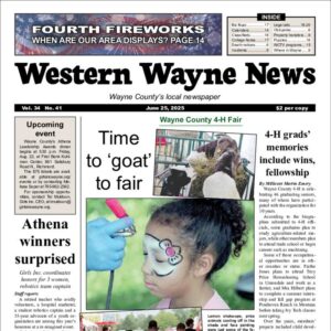 The top half of the front page of the latest issue of the Western Wayne News