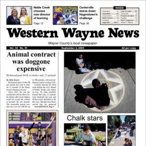 The top half of the front page of the latest issue of the Western Wayne News