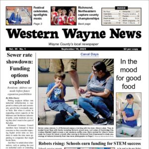The top half of the front page of the latest issue of the Western Wayne News