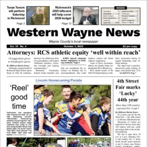 The top half of the front page of the latest issue of the Western Wayne News