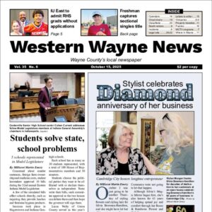 The top half of the front page of the latest issue of the Western Wayne News