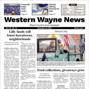 The top half of the front page of the latest issue of the Western Wayne News