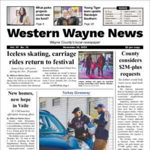 The top half of the front page of the latest issue of the Western Wayne News