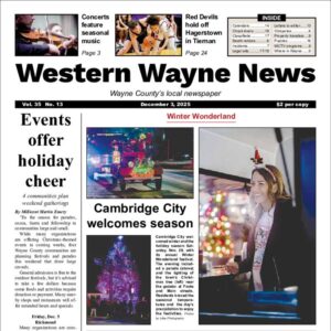 The top half of the front page of the latest issue of the Western Wayne News