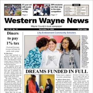 The top half of the front page of the latest issue of the Western Wayne News