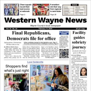 The top half of the front page of the latest issue of the Western Wayne News