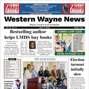 The top half of the front page of the latest issue of the Western Wayne News