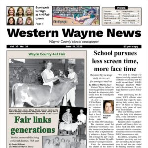 The top half of the front page of the latest issue of the Western Wayne News