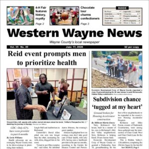 The top half of the front page of the latest issue of the Western Wayne News