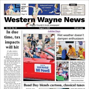 The top half of the front page of the latest issue of the Western Wayne News