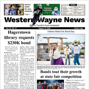 The top half of the front page of the latest issue of the Western Wayne News