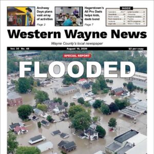 The top half of the front page of the latest issue of the Western Wayne News