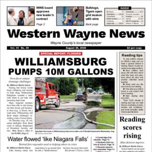 The top half of the front page of the latest issue of the Western Wayne News