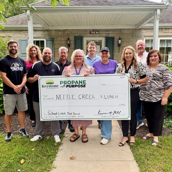 Keystone Cooperative gifts Nettle Creek lunch debt relief 