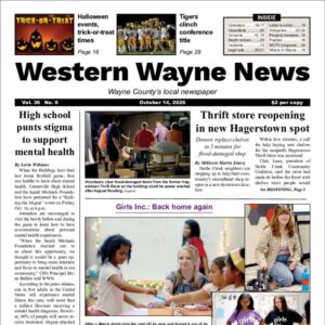 The top half of the front page of the latest issue of the Western Wayne News